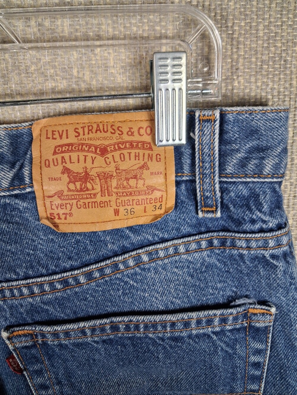 Levi’s 517 Bootcut Jeans Mens 36x34 Blue Denim Medium Wash Workwear Classic - Picture 6 of 12